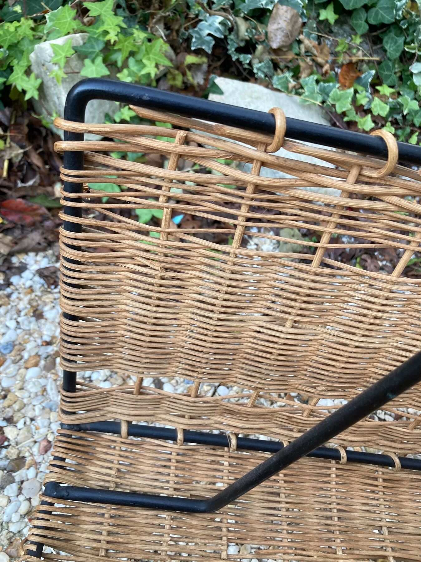 Raoul Guys vintage wicker magazine holder