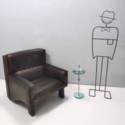 Comfortable Postmodern Brown Leather Armchair, Italy