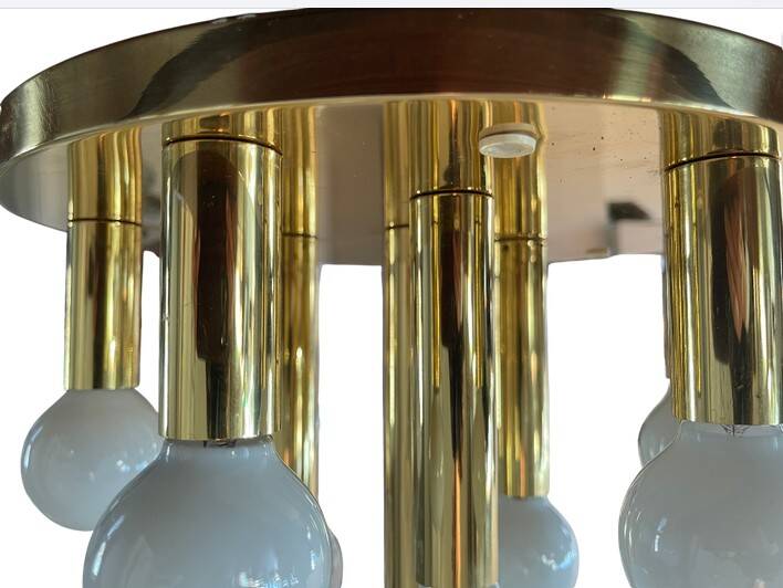 Art Deco-mid-century ceiling light in brass – 10 lights