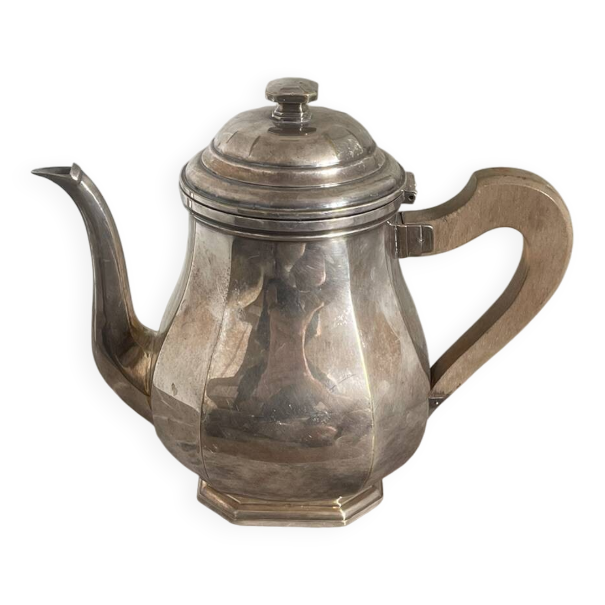 Antique Silver-Plated Metal Teapot Art Deco