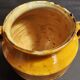 Yellow glazed terracotta jam pot, South West, 19th century