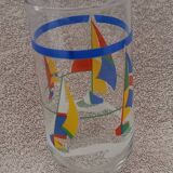 set of 6 large orangeade glasses juice glasses boats seaside