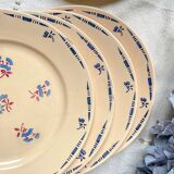 5 small vintage porcelain plates K&G Luneville "Flore" 1950s small blue flowers