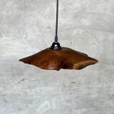 Small pendant light in corrugated teak leaf (Small D:30 H:20)