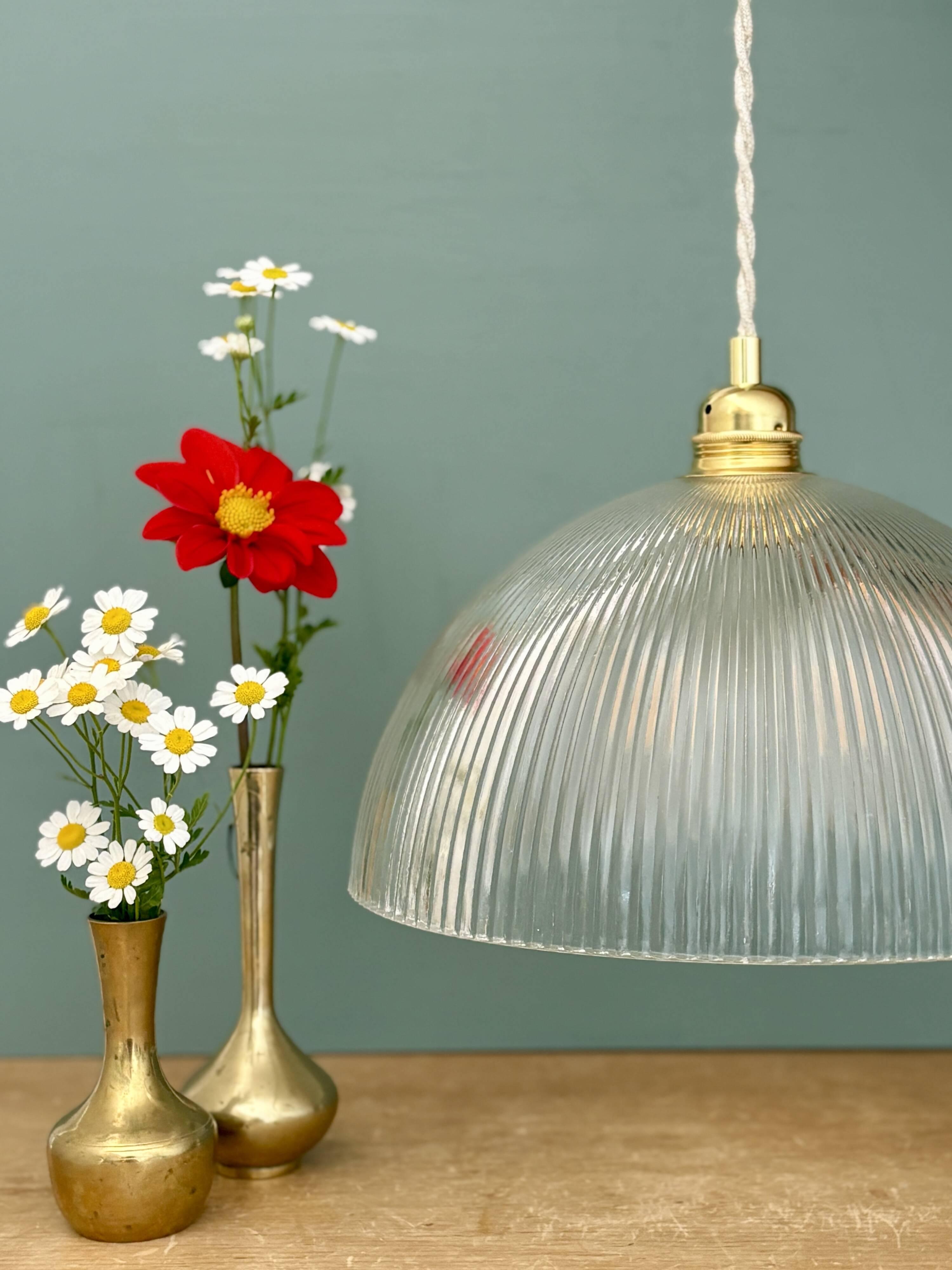 Striped glass pendant light