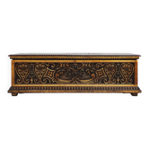 Large 16th century carved and polychroom painted oak Venetian chest, Italy