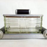 Art Deco biscuit tin on tray
