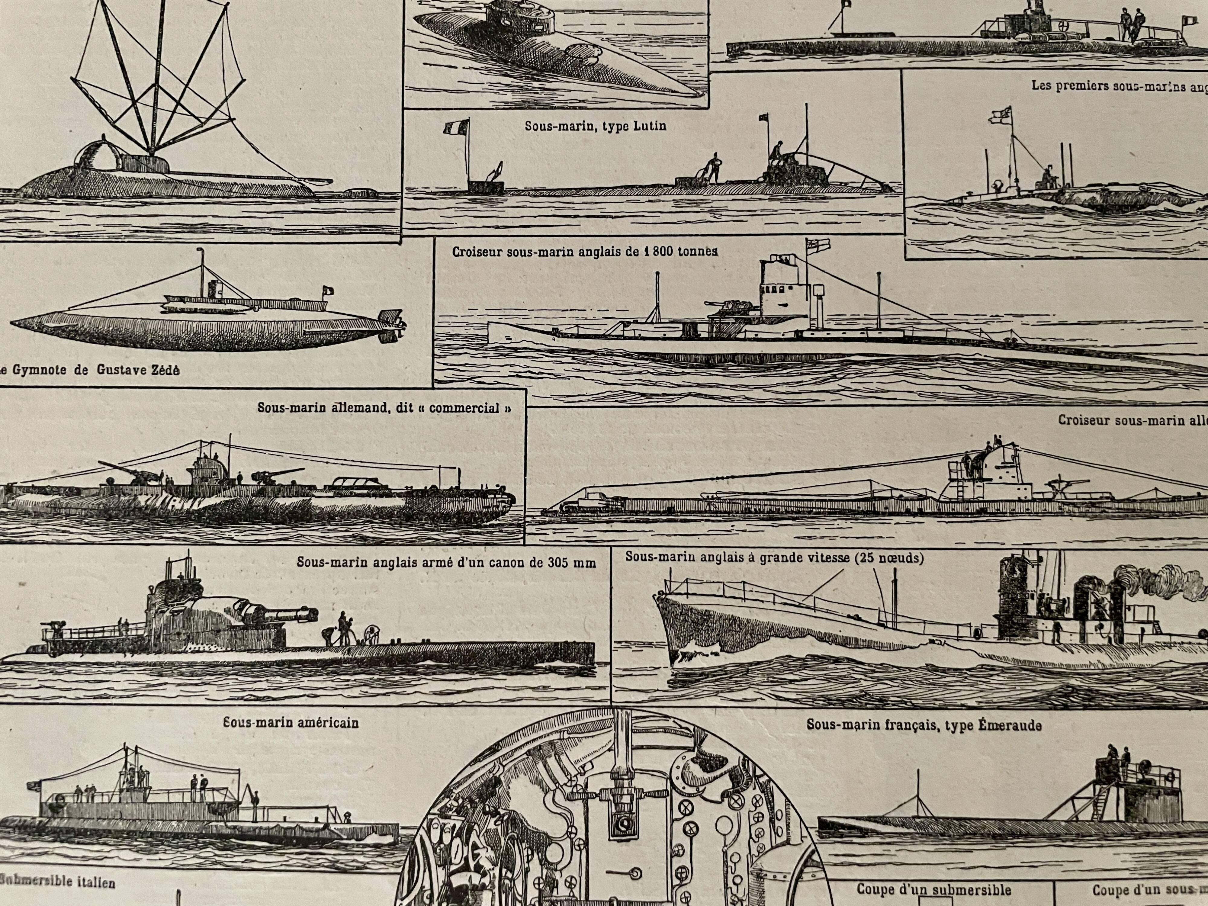 Lithograph on submarines - 1920