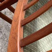 Pair of Scandinavian teak and velvet chairs from the 1960s.