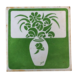 enamelled flower plate 20x20cm