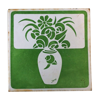 Plaque émaillée fleur