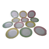 Prestige plates by Lamandinoise, 1950s, 3 colours, Set of 12