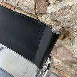 Chrome and black leather armchair type B34