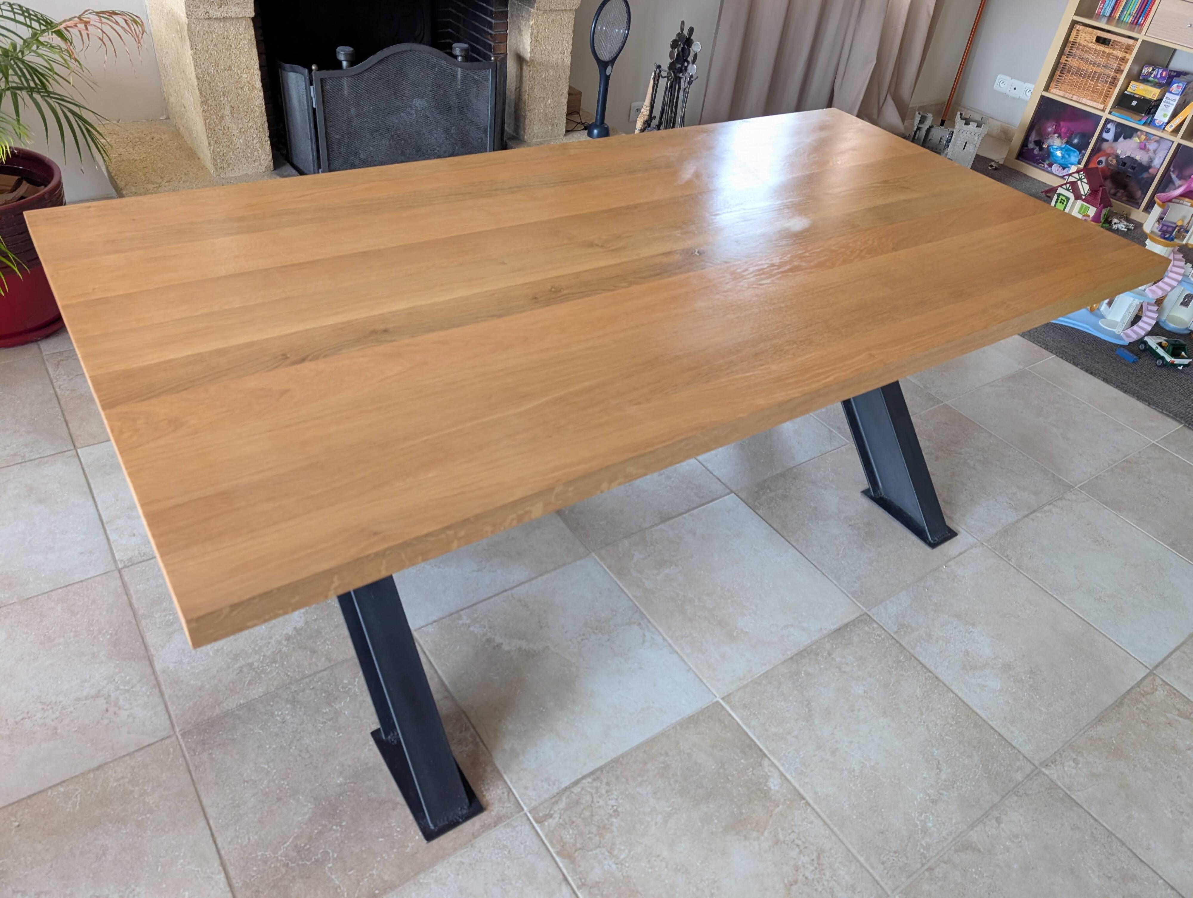 Solid Oak & IPN Steel Table - 200 x 100 - Artisan Creation