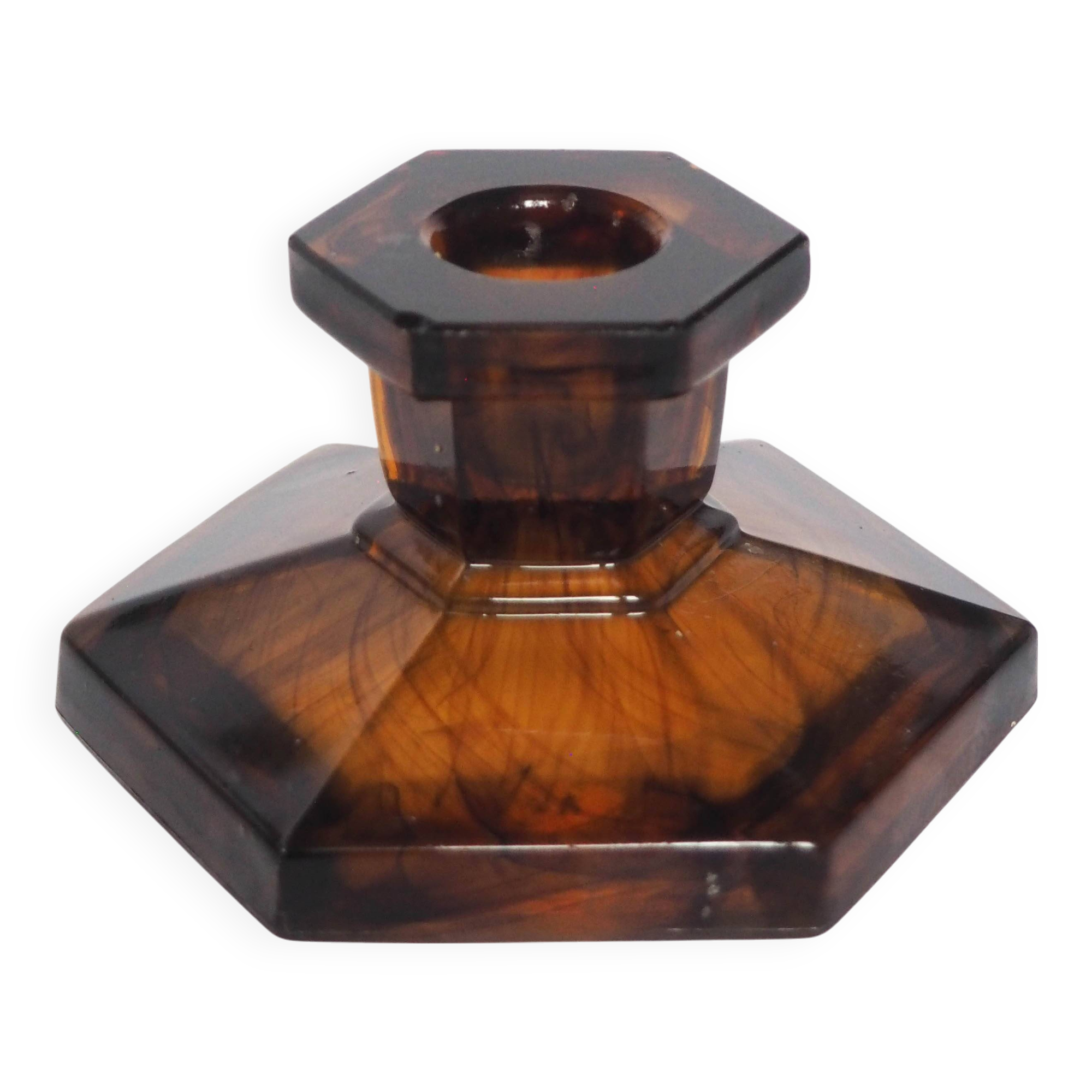 Davidson amber glass candle holder