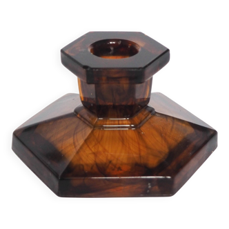 Davidson amber glass candle holder