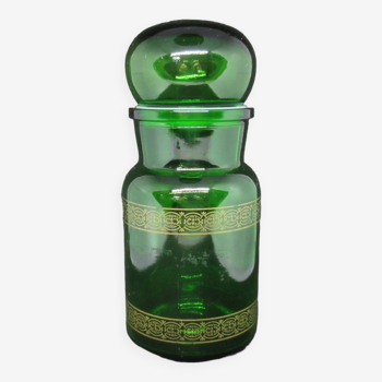 Green apothecary style glass jar
