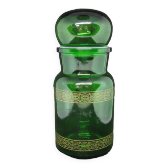 Green apothecary style glass jar