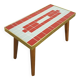Table d'appoint design Hellerau à damier avec verre et bord doré No. 15