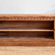 Vintage oak sideboard TV unit with raw finish and caning.