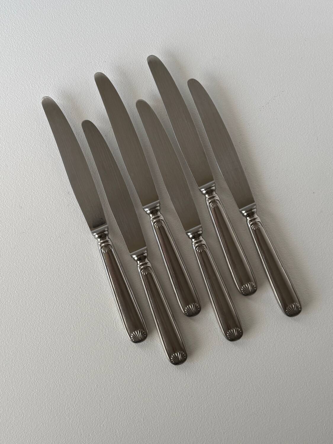 Set of 6 Vintage Modernist Sea Shell Design Dinner Knives