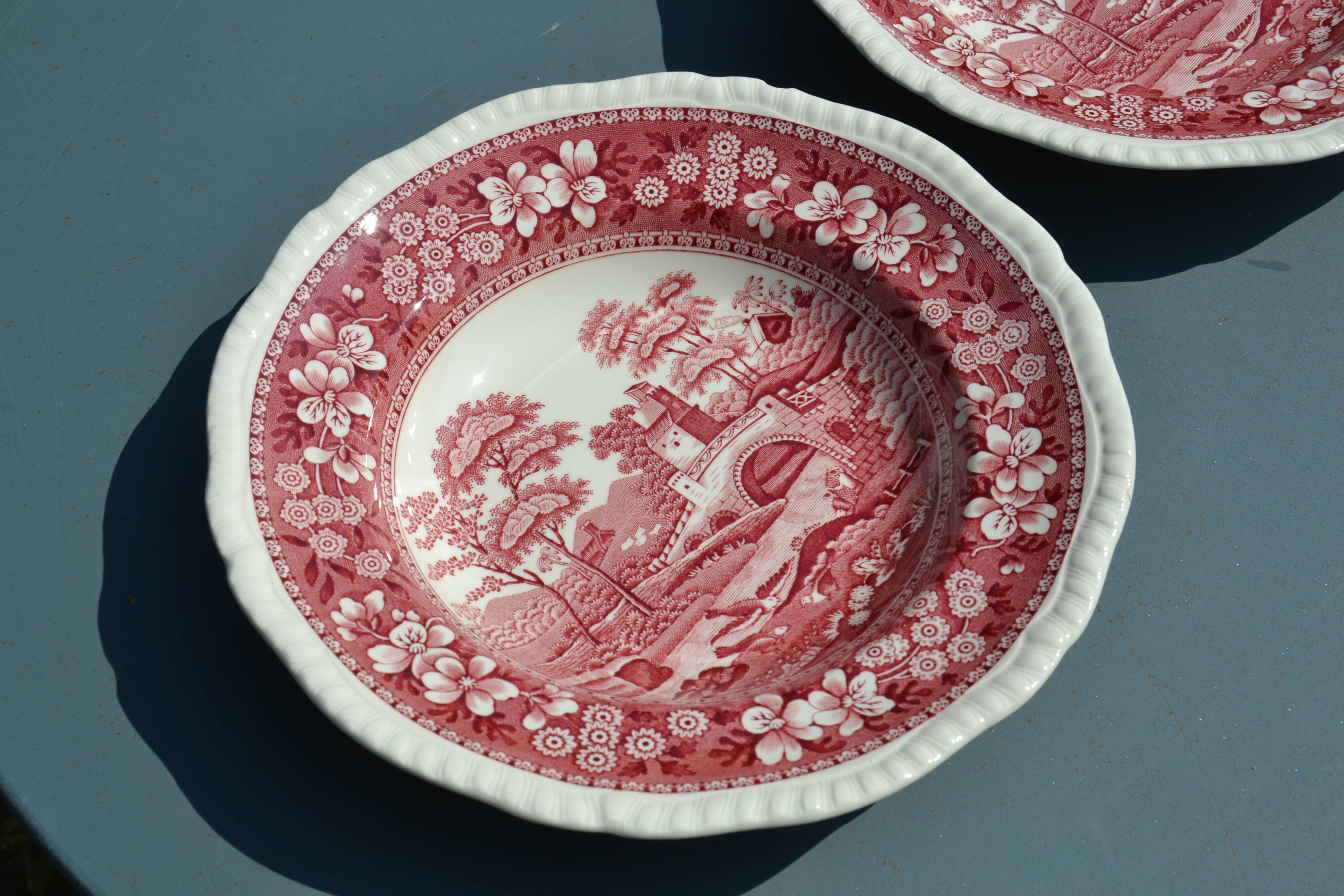 2 Spode England plates model "Pink Tower"