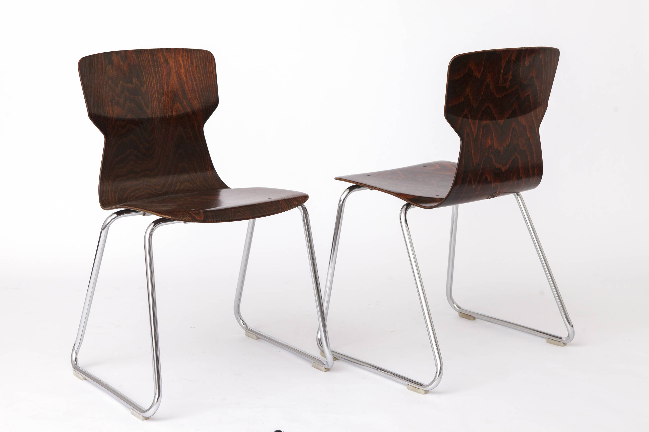 2 of 4 Vintage Flötotto Pagwood Chairs, 1970s German Design, Plywood