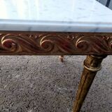 Coffee table gilded wood old marble top side table