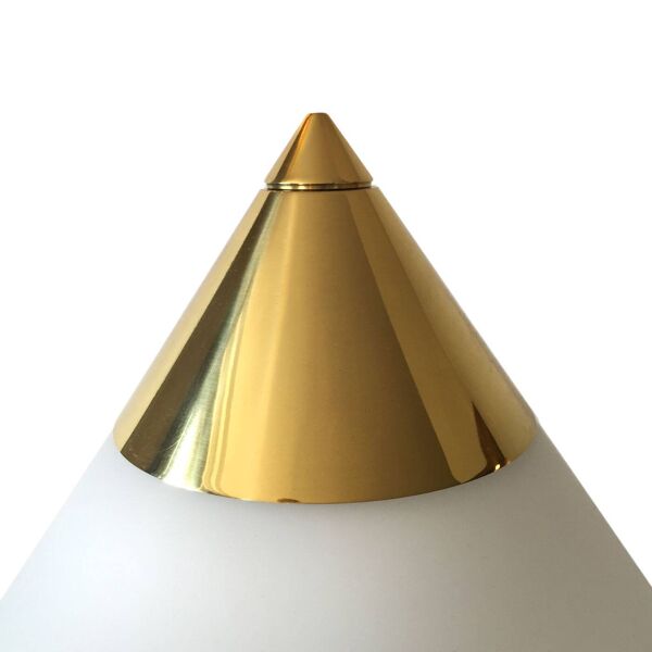Lampe laiton et opaline blanche par Limburg 1970