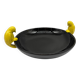 Large vintage black ceramic bowl with yellow parakeets, Vallauris.