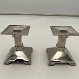 Art Deco Nickel-Plated Bronze Candlesticks, France, 1930, Set of 2