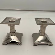Art Deco Nickel-Plated Bronze Candlesticks, France, 1930, Set of 2
