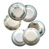 Assiettes plates anciennes dépareillées en faïence terre de fer