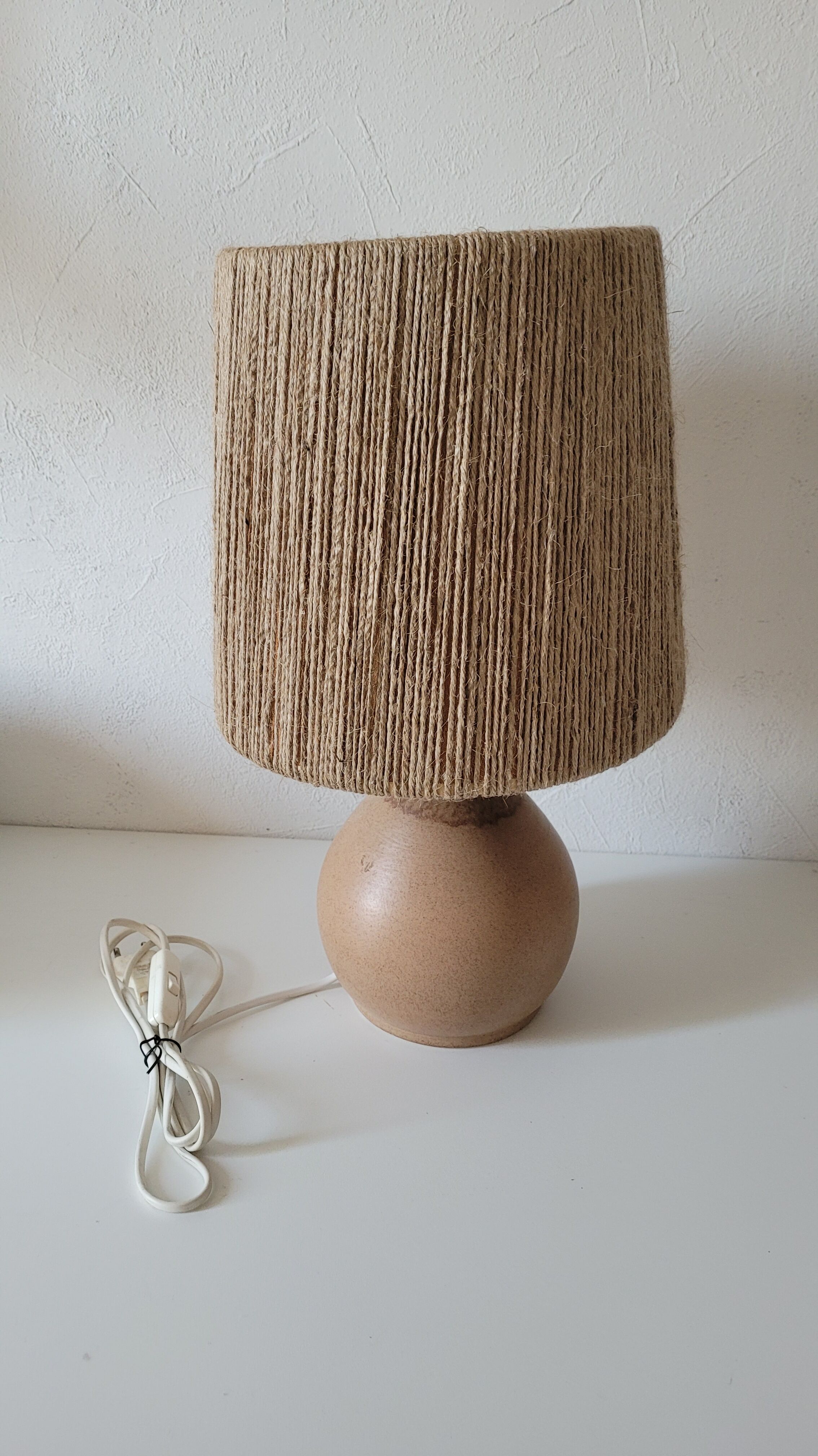 Vintage gres lamp lampshade jute rope