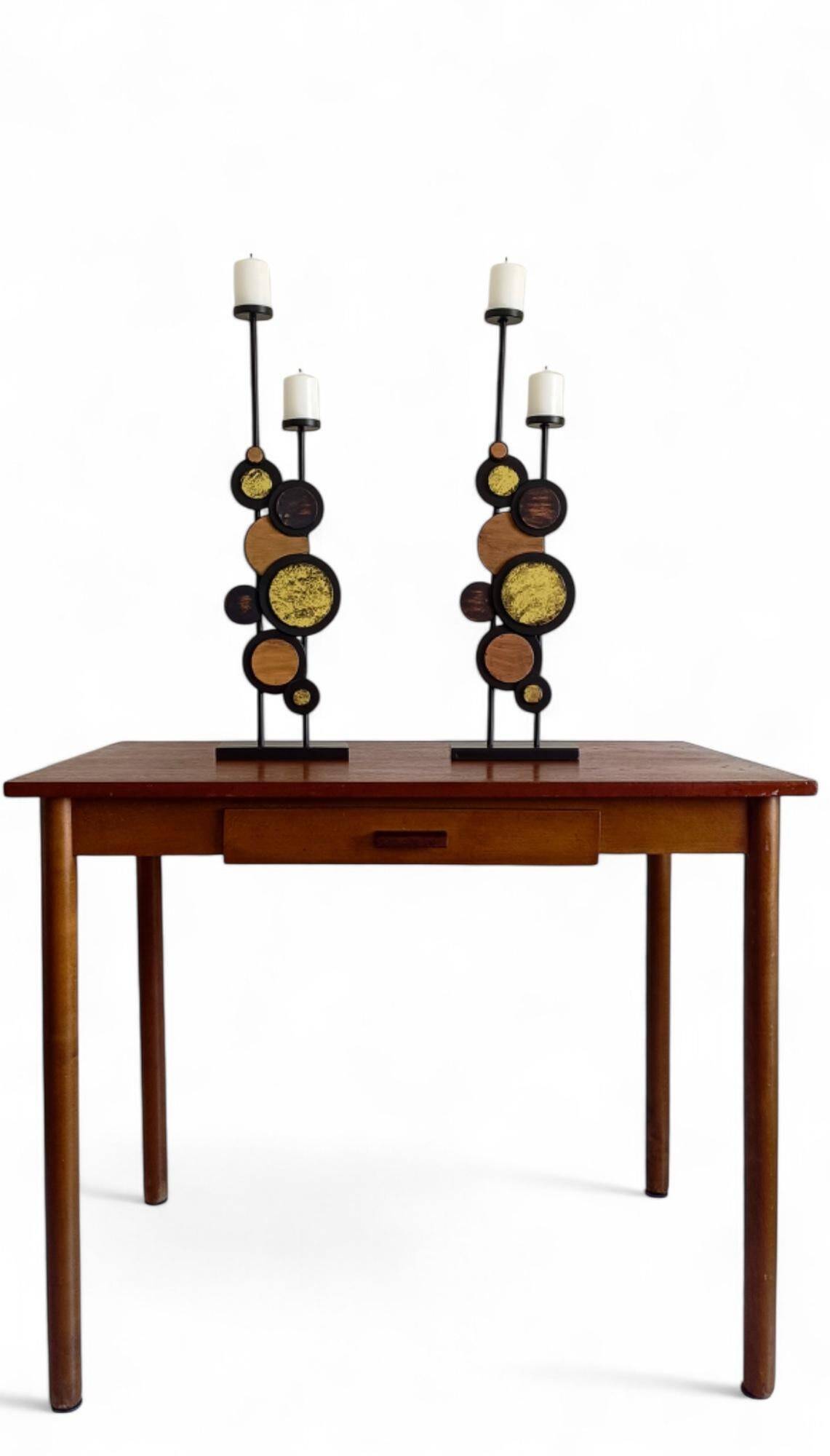 Large Mid-Century Italian Wrought Iron Candelabra, Psychedelic Design, 1970s