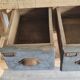 Old carpenter's workbench two drawers, industrial furniture