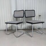 Vintage Marcel Breuer design chairs, Cesca model, heather gray fabric seat