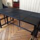 Black metal desk table