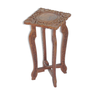 Carved wooden side table