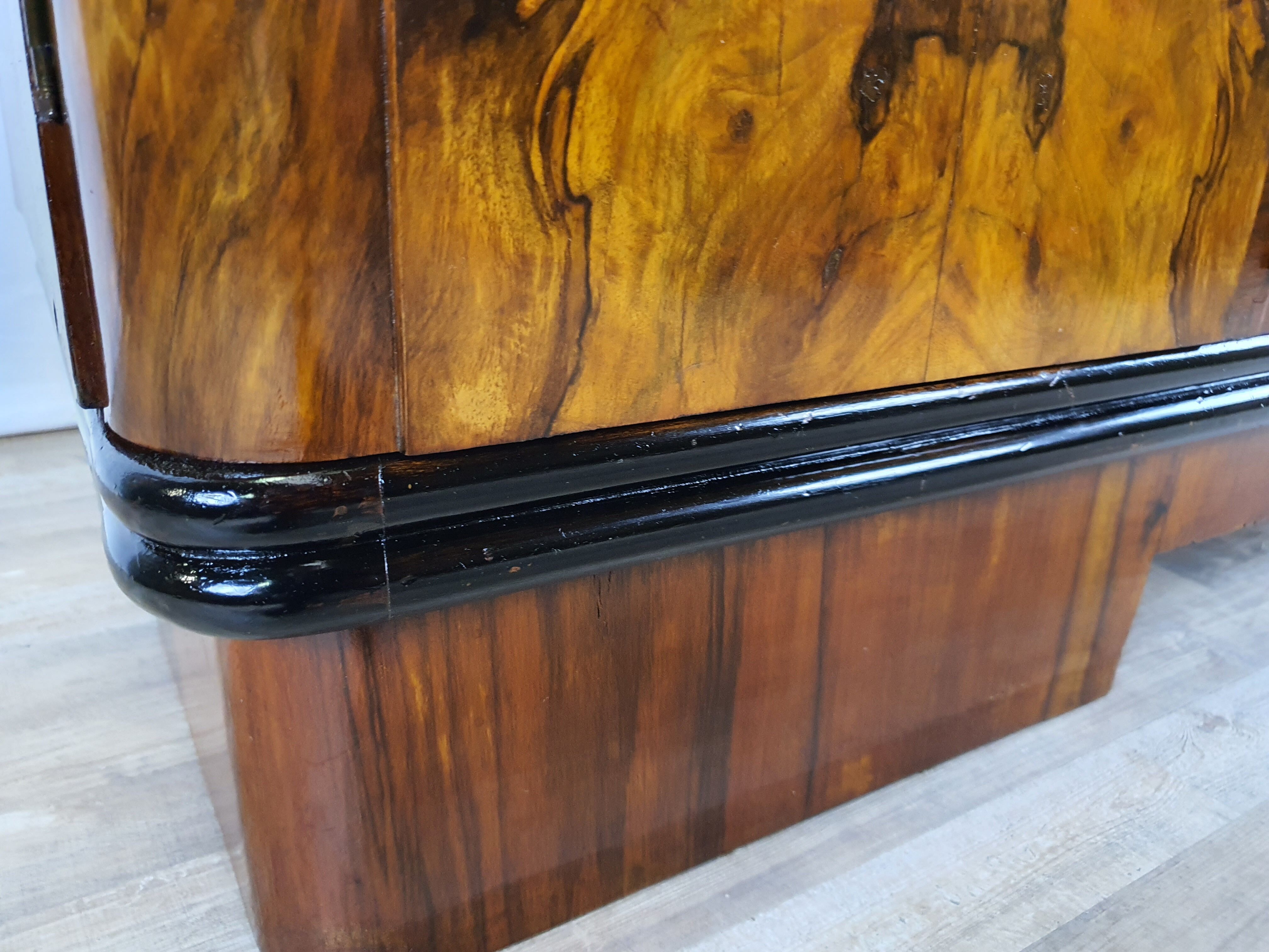 Art deco dining room sideboard in briar with upstand, 1940s