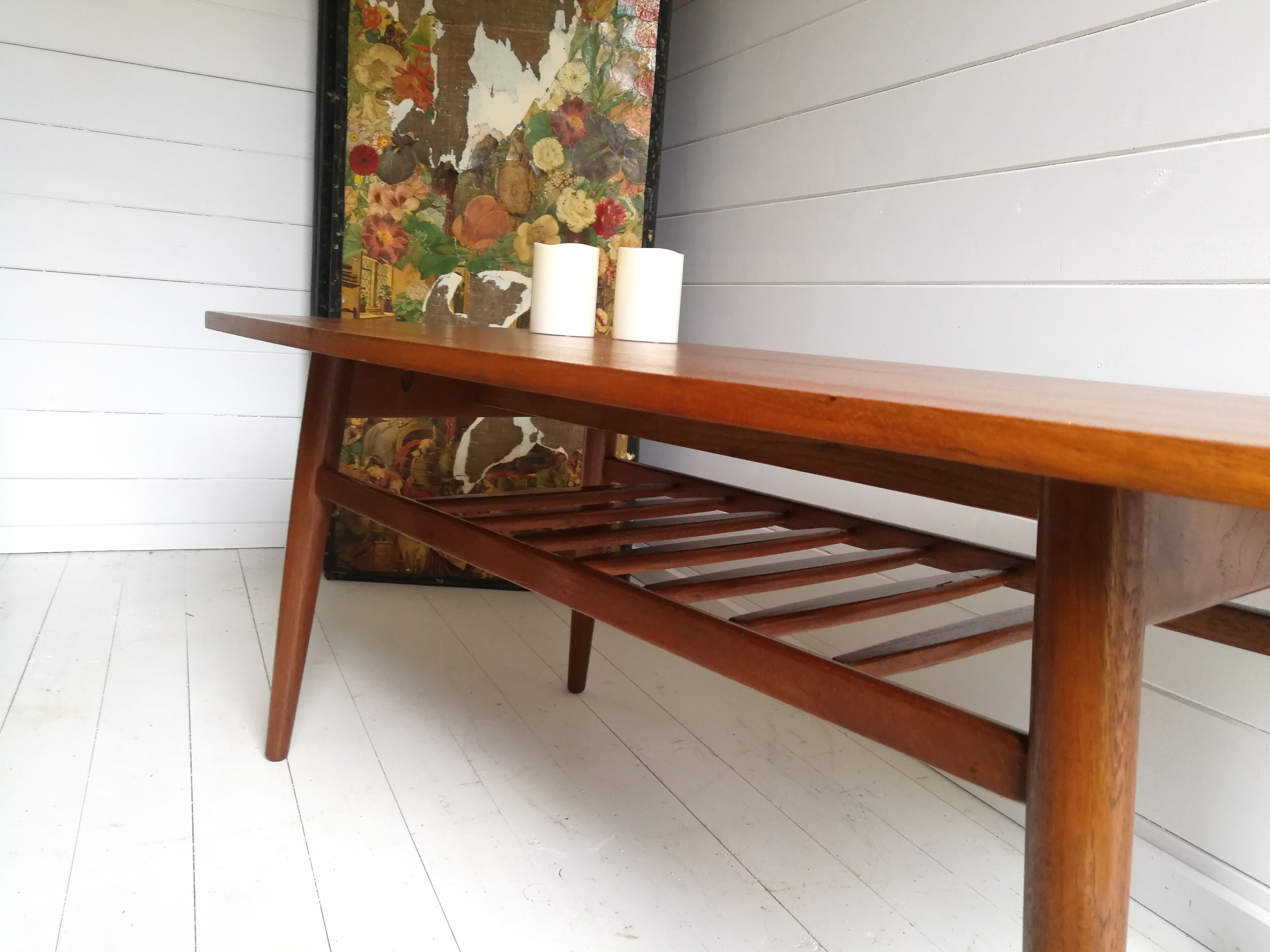 Mid Century Retro Vintage Danish Style Two Tier Teak Coffee Table. 60s