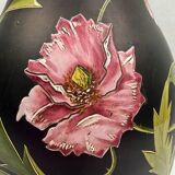 Art Nouveau vase in purple enamelled glass with poppy decoration, Poschinger circa 1900