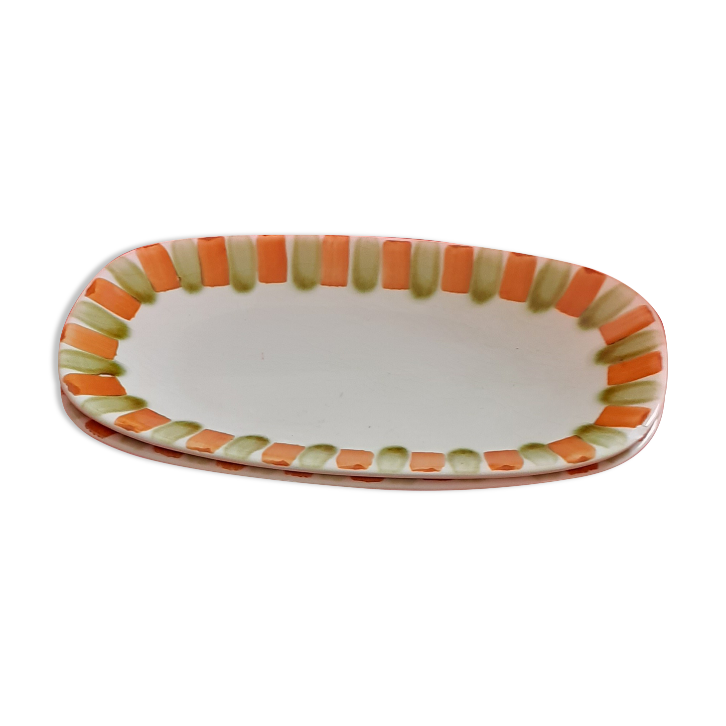 2 hand-painted ravier. Gien 70s