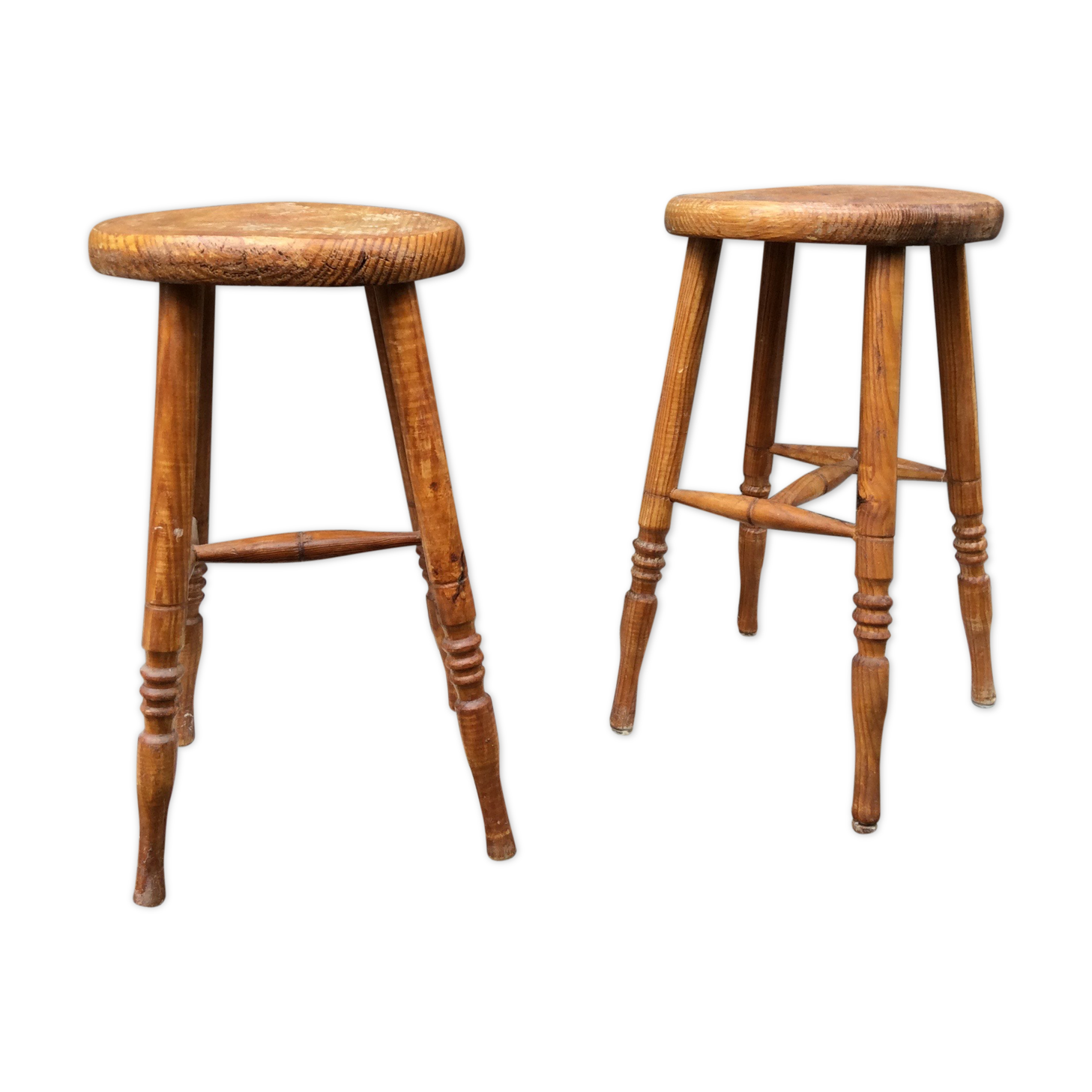 Pair of vintage rustic stools