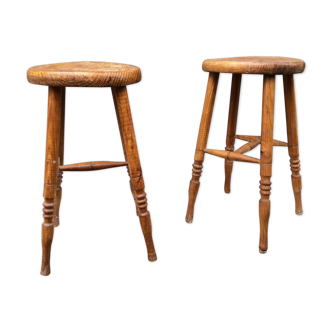 Pair of vintage rustic stools