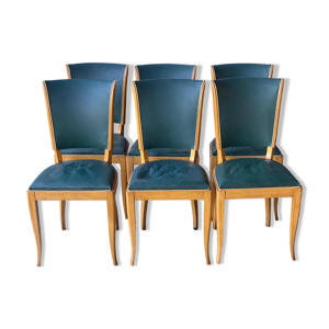 6 chaises de salle à - bois bleu