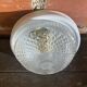 Vintage Round Ceiling Light Moulded Glass + White Metal Surround #D90
