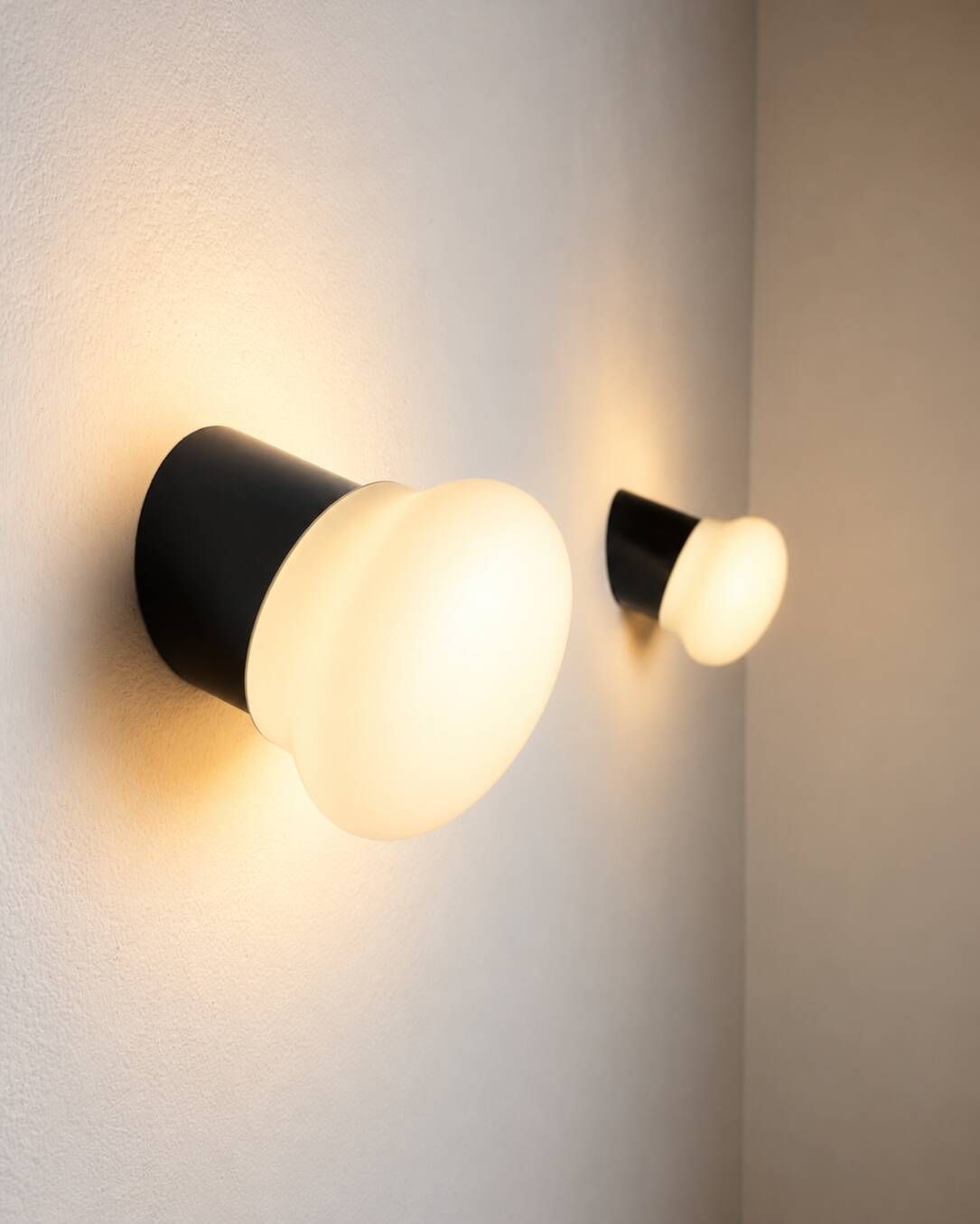 W-1809 Op-Art Wall Lamps In Opal Glass By Raak Amsterdam, The Netherlands 1970S