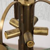 Vintage 60's chandelier in brass and worked glass italian design