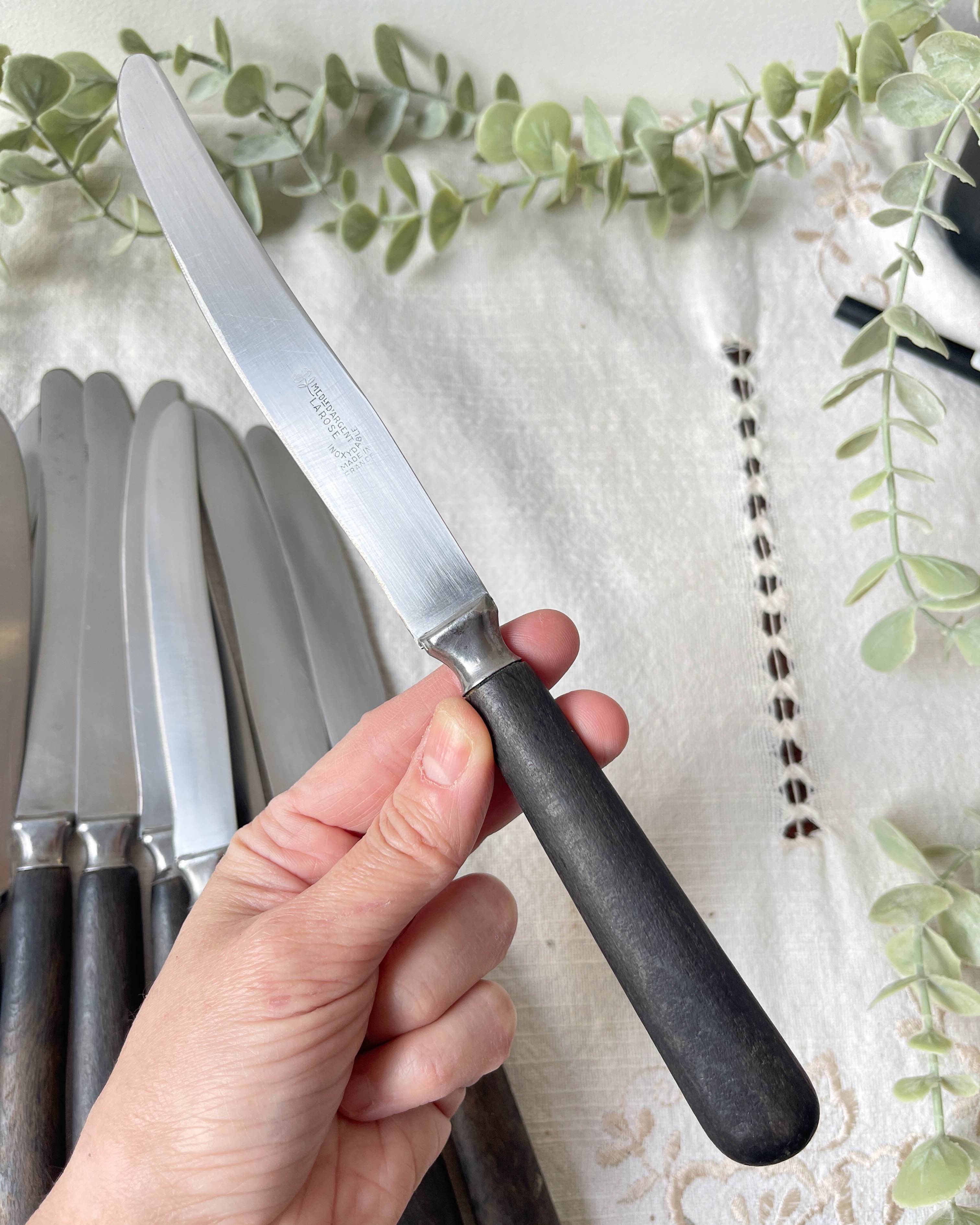 10 Vintage knives in wood and steel LA ROSE, silver medal, France